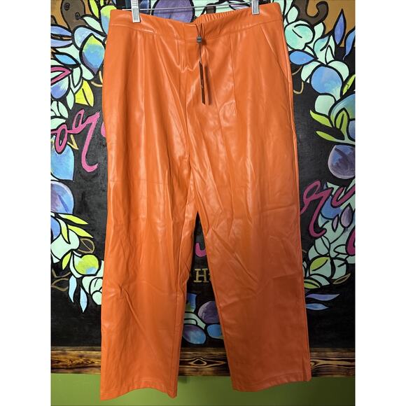 STYLEWE Pants - Stylewe Pleather Pants, Orange, XL
